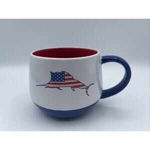 Tommy Bahama Marlin Logo Red, White, & Blue Coffee Mug Ceramic Cup